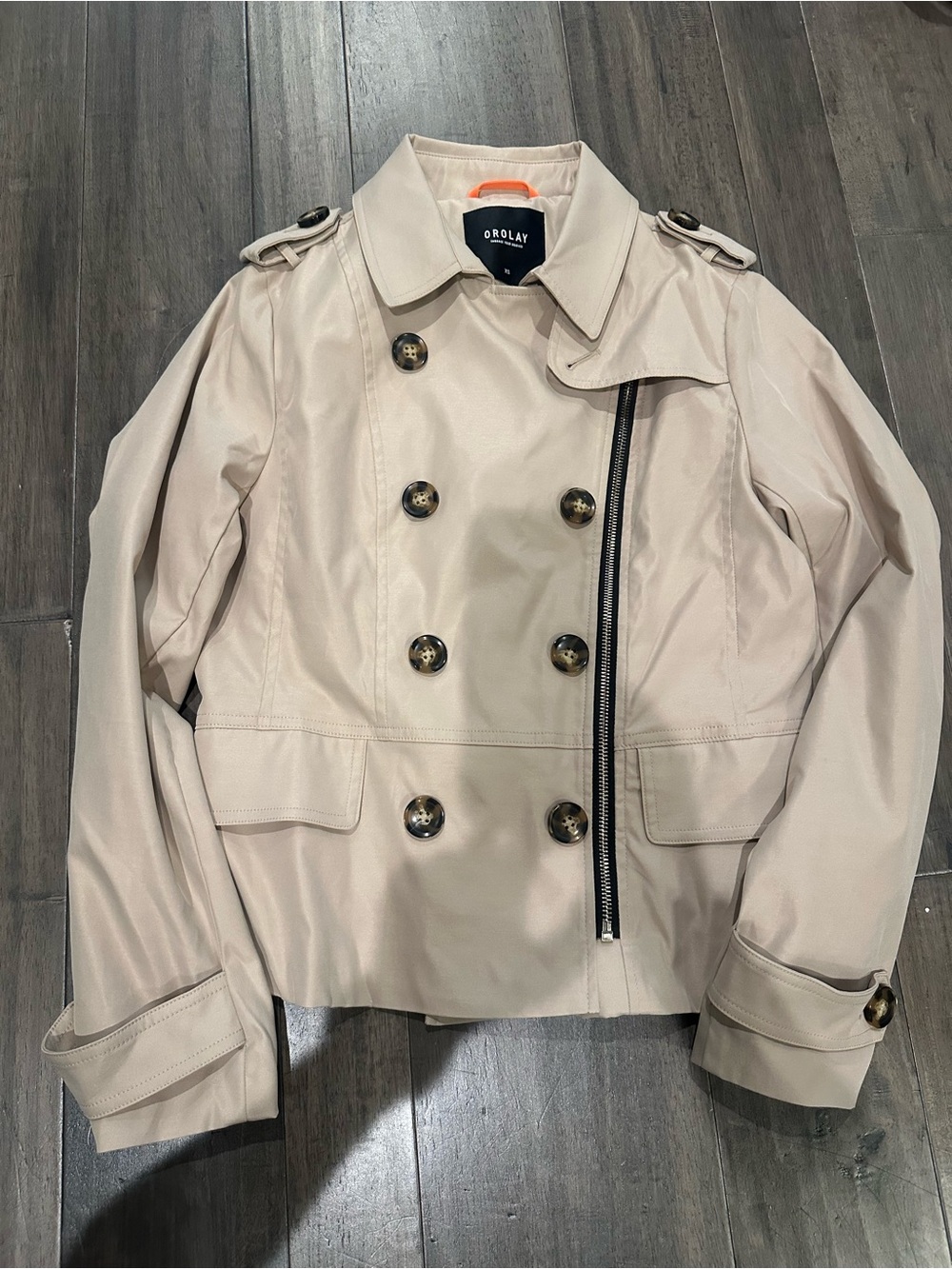 OROLAY Light Beige Double-Breasted Trench Jacket
